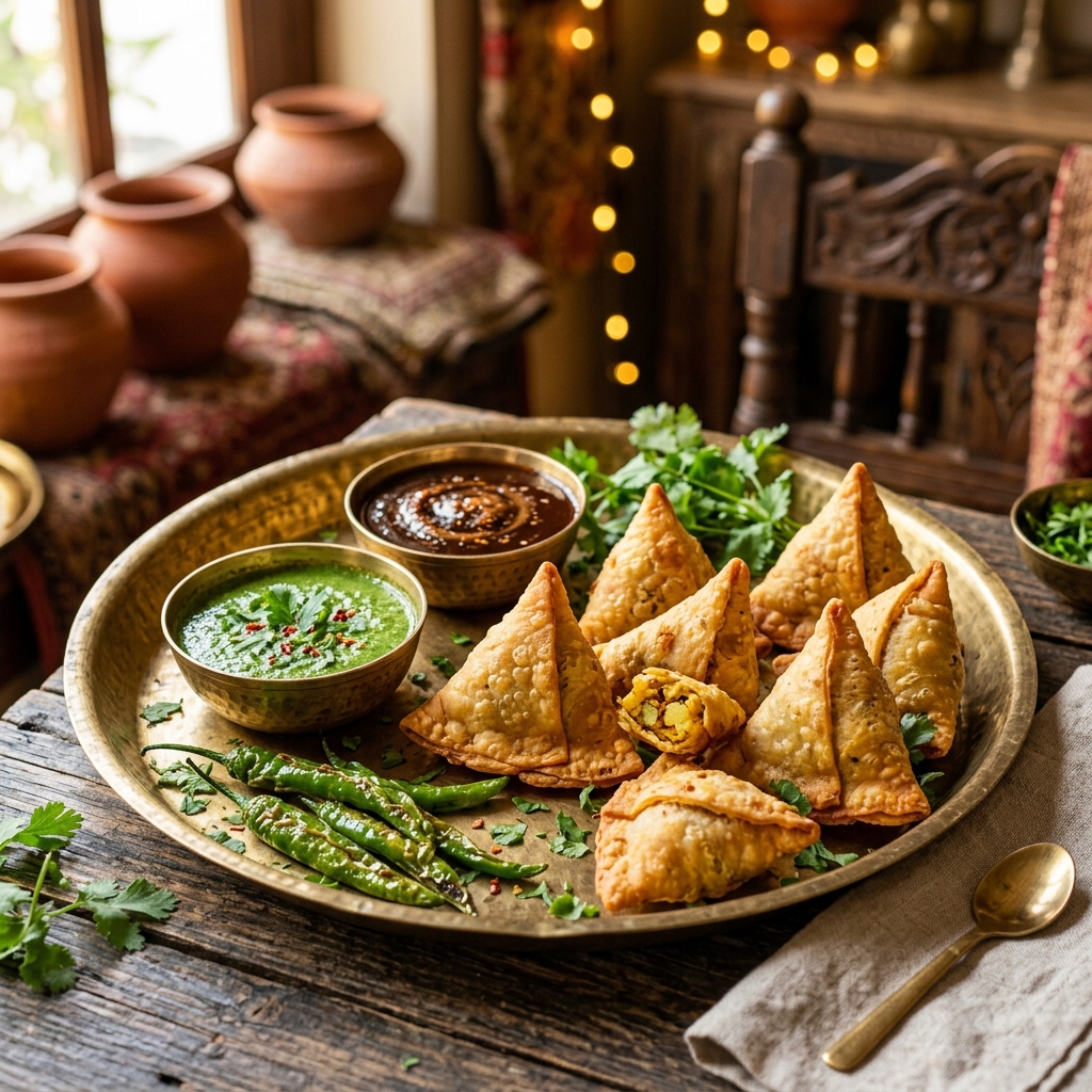 Mini Samosa Brass Platter